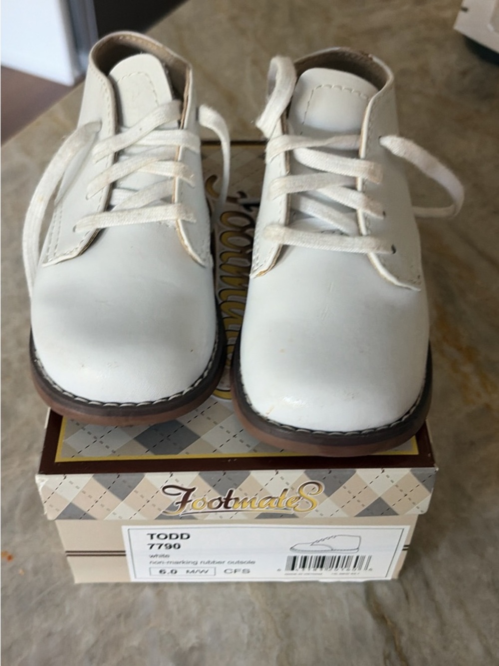Foamtreads White/Tan Kids Leather Lace-Up Dress Shoes